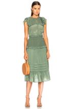 Sea Cecile Short Sleeve Smocked Dress In Green