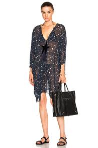 Adriana Degreas Constellation Short Caftan In Blue,geometric Print