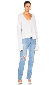 Helmut Lang V Neck Cashmere Sweater In Gray