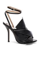 No. 21 Bow Leather Heels In Black