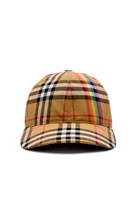 Burberry Rainbow Baseball Cap In Brown,plaid