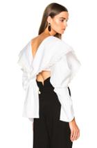 Jacquemus Cropped Long Sleeve Blouse In White