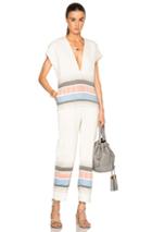 Suno V Neck Jumpsuit In Stripes,neutrals