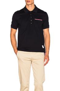 Thom Browne Fine Mercerized Pique Polo In Blue