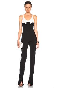 David Koma Low Side Cutout Ruffle Jumpsuit In Black