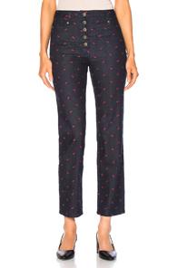 Miaou Junior Pant In Blue,floral,denim Dark