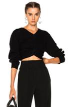 T By Alexander Wang Deep V Twist Front Sweater In Black
