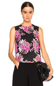 Msgm Floral Print Top In Pink,black,floral