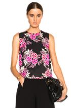 Msgm Floral Print Top In Pink,black,floral