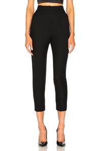 Alexander Mcqueen Light Wool Silk High Waisted Cigarette Trousers In Black