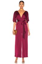 Nicholas Satin Wrap Sleeve Jumpsuit In Purple