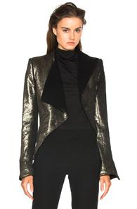 Ann Demeulemeester Drape Blazer In Metallics,black