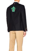 Thom Browne Turtle Icon Embroidery Lightweight Cashmere Blazer In Blue