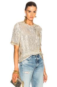 Ganni Temple Top In White,metallics