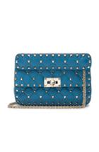Valentino Small Rockstud Spike Shoulder Bag In Blue