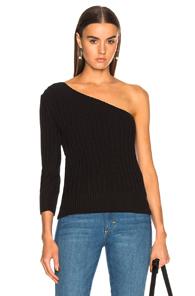 Frame One Shoulder Sweater In Black