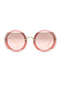 Miu Miu Glitter Square Sunglasses In Pink