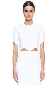 Alexander Mcqueen Embossed Knit Crop Top In White