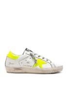 Golden Goose Leather Superstar Sneakers In White,yellow,neon