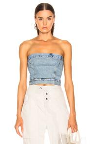 Re/done Deconstructed Corset In Denim Light