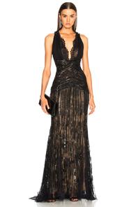 Zuhair Murad Embellished Lace Sleeveless Gown In Black