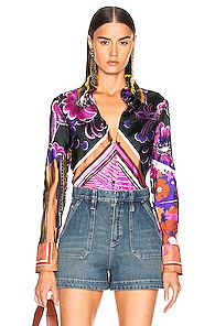 Chloe Caravane Print Top In Floral,pink,purple,stripes