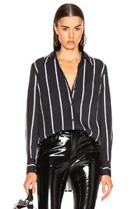 Equipment Bradner Blouse In Black,stripes