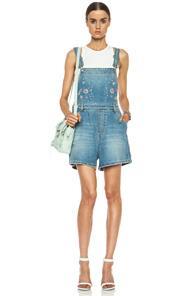 Msgm Crystal Embellished Overalls In Blue,metallics