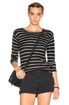 R13 Long Sleeve Knit Cashmere Tee In Black,stripes