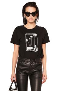 Saint Laurent Souvenir Flamingo Graphic Tee In Black