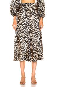 Ganni Blakely Silk Skirt In Animal Print,neutral