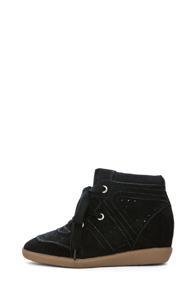 Isabel Marant Bobby Calfkin Velvet Leather Sneakers In Black
