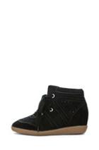 Isabel Marant Bobby Calfkin Velvet Leather Sneakers In Black