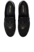 Palm Angels Canvas Slip On Tuxedo Sneakers In Metallics,floral,black
