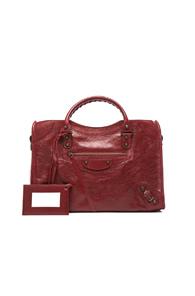Balenciaga Classic City Bag With Traditional Studs In Red