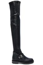 Fendi Leather Motorcycle Over The Knee Boots In Black