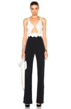 David Koma Zig Zag Waist Detail Jumpsuit In White,black