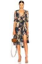 Icons Ruffle Cha Cha Wrap Dress In Blue,floral