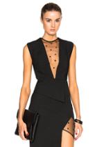 Michelle Mason Mesh Plunge Top In Black