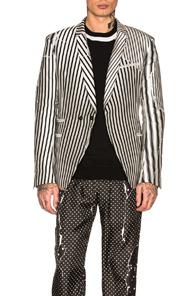 Haider Ackermann Classic Blazer In Black,white,stripes