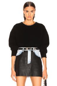 Alexander Wang Split Back Chain Crew Sweater In Black