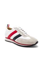 Thom Browne Calf Leather Quilted Running Shoes In White