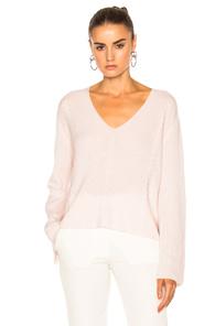 Ryan Roche Fwrd Exclusive V Neck Knit Sweater In Pink