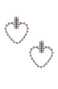 Saint Laurent Heart Clip Earrings In Metallic