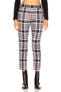 Alexander Wang High Waisted Cigarette Trousers In Gray,plaid,red