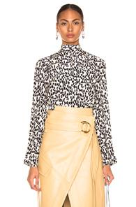 Petar Petrov Belva Blouse In Animal Print,black,neutral