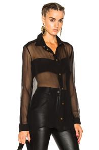 Fausto Puglisi Top With Silk Stripe In Black