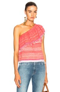 Lemlem Saba One Shoulder Top In Pink,stripes
