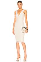 Victoria Beckham Floral Lace V Neck Fitted Dress In White