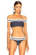 Jonathan Simkhai Off Shoulder Bikini Top In Blue,stripes